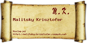 Malitsky Krisztofer névjegykártya